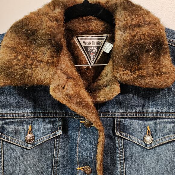 Vintage Marvin Richards Faux Fur Lined Jacket w/ Retro KC Chiefs Back Lettering - Picture 6 of 12